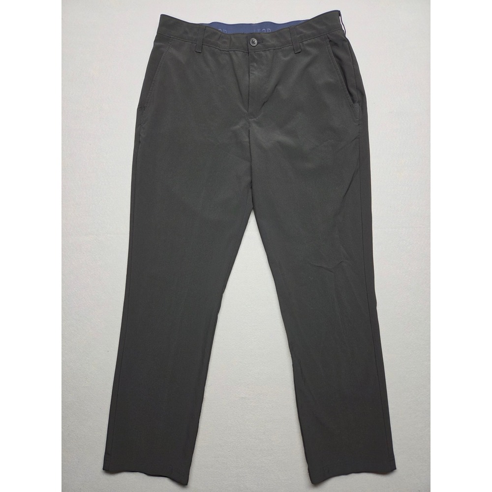 IZOD Golf Mens 34x30 Black Flat Front Performance Stretch Trousers Pants